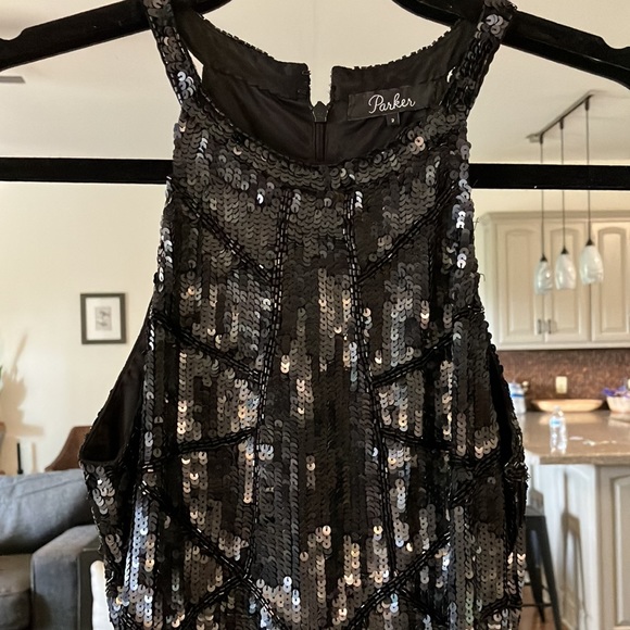 Parker black sequin cocktail dress 2 - Picture 2 of 5